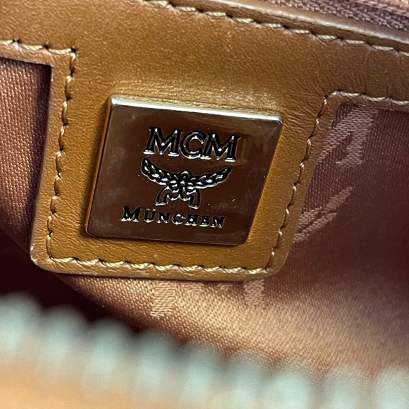 MCM Visetos Mini Boston Bag in Cognac - Preowned - Picture 7 of 14